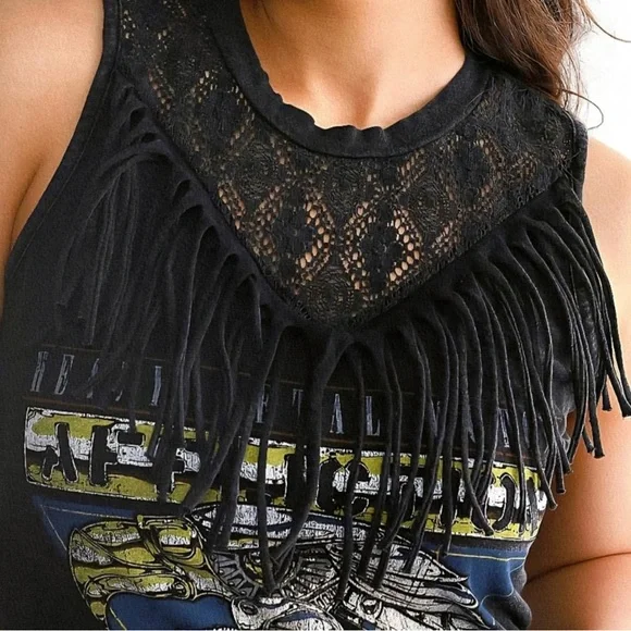 Affliction Black Fringe Graphic Tank - Picture 2 of 6